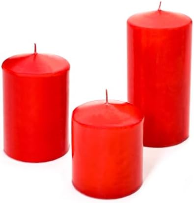 3'lü Kırmızı Silindir Mum Seti (5,5 cm-7,5 cm-10 cm)