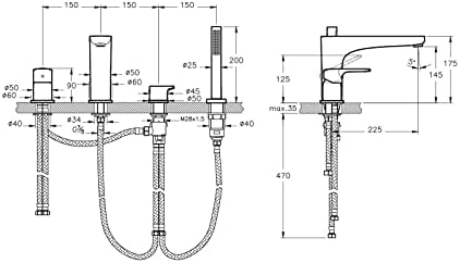 Alternative view of Root Round A42743 Küvet Bataryası, 4 Delikli, Krom