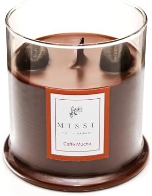 Büyük Üfleme Cam Ahşap Fitilli Coffe Mocha Vegan Mum(380 gr)