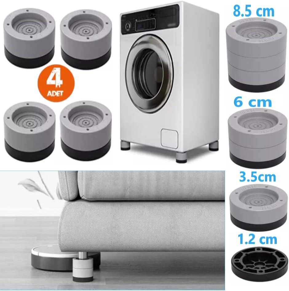 Alternative view of Beyaz eşya ayağı Çamaşır Makinesi Mobilya Titreşim Önleyici Kaydırmaz ve yükseltici 4 lü set (8,5 cm)