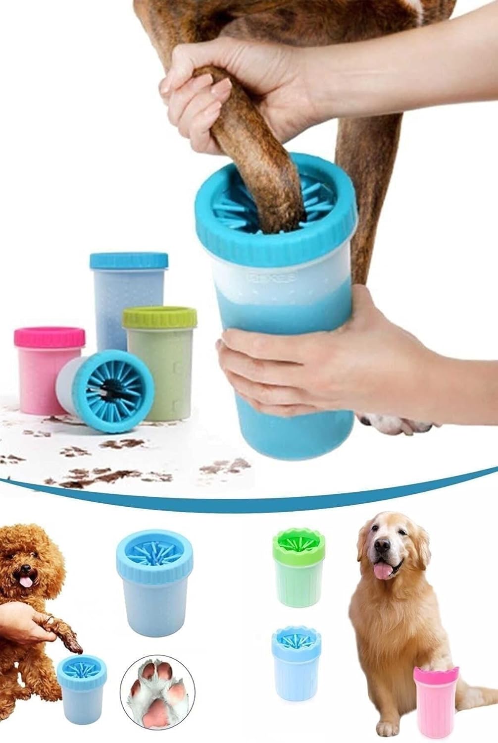 Köpek Ayak Pati Yıkama Ve Temizleme Aparatı -ORTA BOY 1 ADET 11 X9 CM (PEMBE)