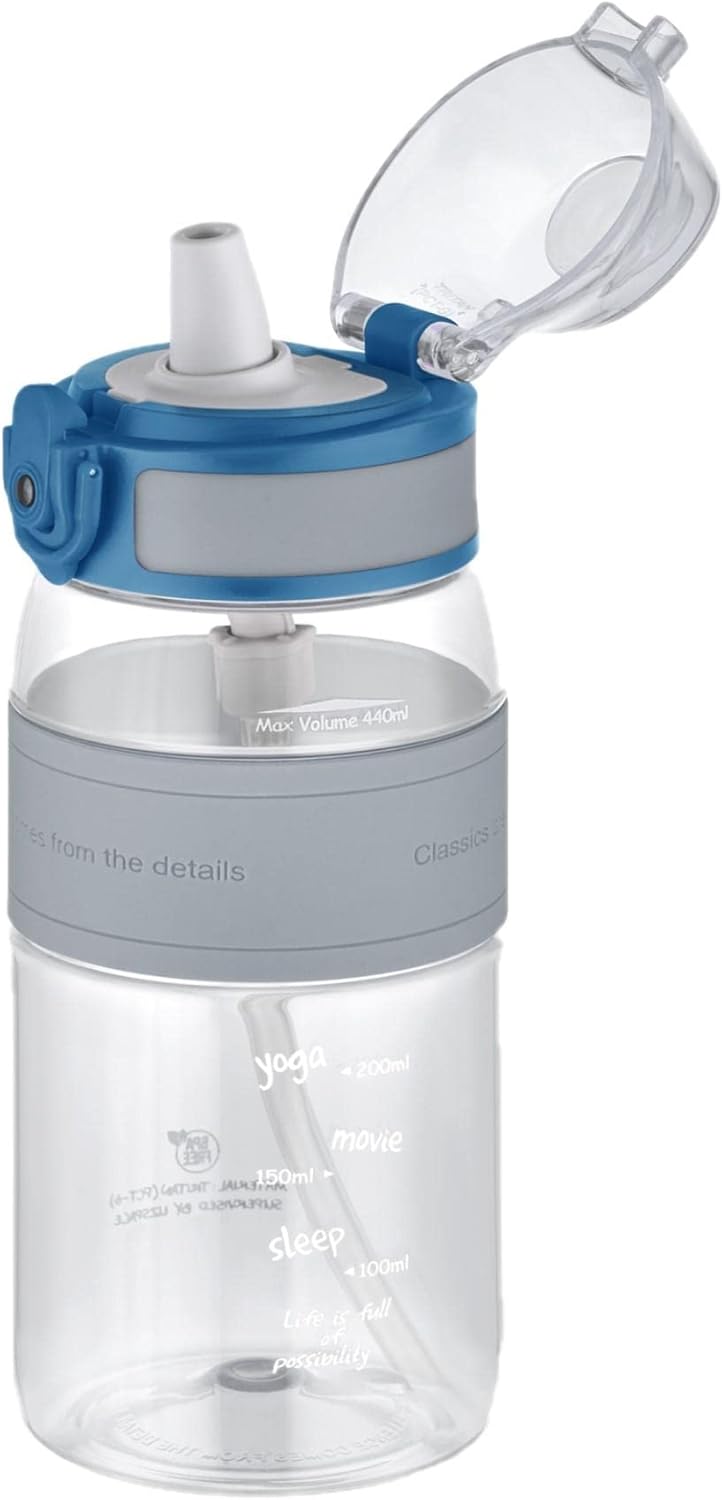 Pipetli(ısırılamaz) 440 ml Silikon Gövde Tritan Su Matarası