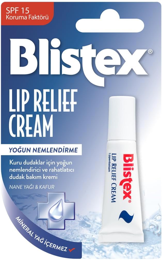 Blistex Lip Relief - SPF 15 Kuru ve Çatlamış Dudaklara Onarıcı ve Rahatlatıcı Dudak Bakım Kremi x2