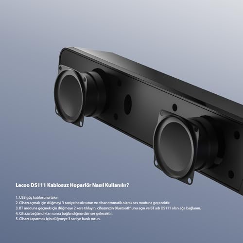 DS111 6W Bluetooth + Kablolu Hoparlör - Bluetooth ve Kablolu Kullanım, Masaüstü, PC, TV, Laptop Uyumlu, 360° Surround Ses, 10m Kullanım Mesafesi, Soundbar Taşınabilir Speaker Hoparlör Siyah