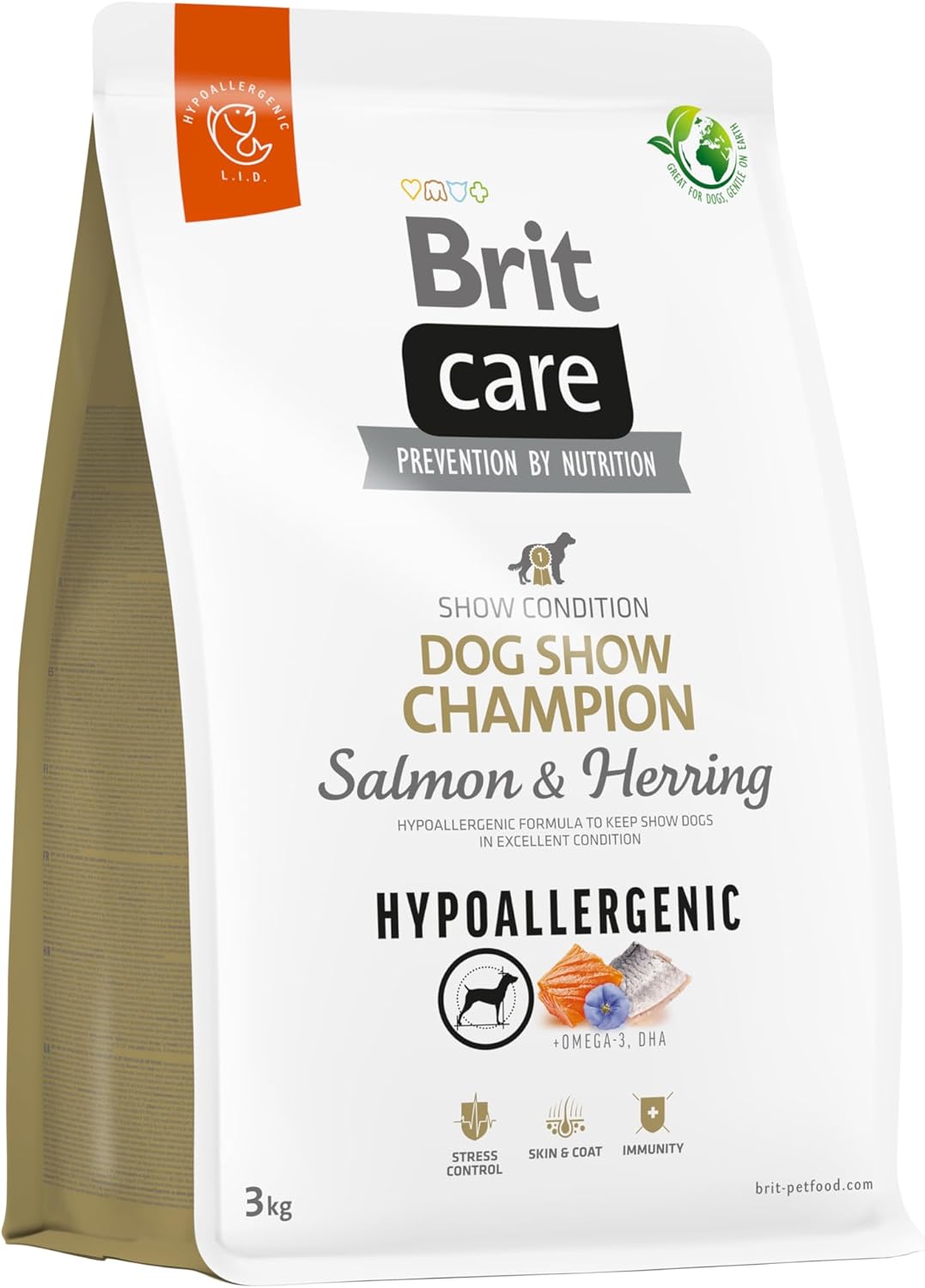 Brit Care Dog, Yarışma Köpekleri Kondisyonu İçin, Hipoalerjenik, Somon Balıklı Ve Ringa Balıklı Kuru Mama, 3 kg