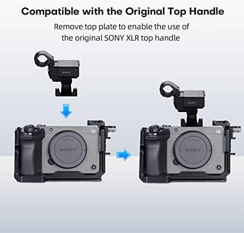Alternative view of FX3/FX30 için Üst Saplı Tam Kamera Kafes Kiti, Orijinal XLR Kulp ile Uyumlu, HDMI için Kablo Kelepçesi, 1/4"-20 Dişli Delikler, ARRI, Soğuk Ayakkabı ve NATO Ray için 3/8" Yerleştirme