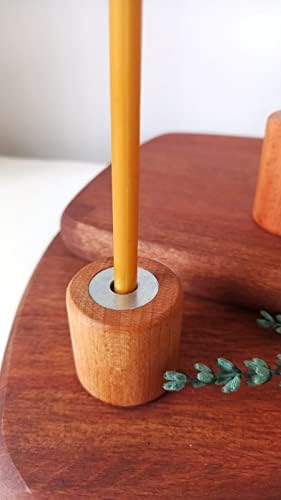 (50 Adet) Mum Ve (3 Adet) Özel Dizayn Ahşap Silindir Mumluk Dilek Mumu Doğal Petek Mum Beeswax Candle Sarı