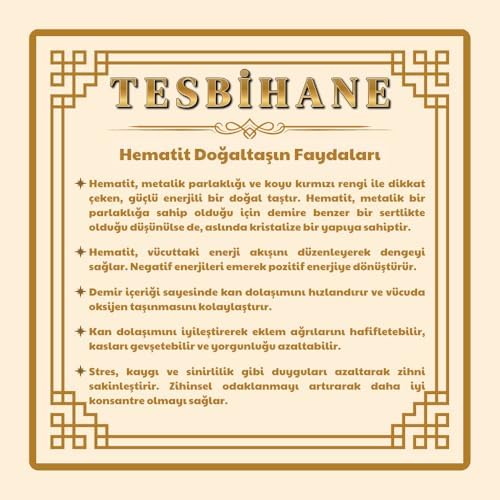 Alternative view of Kararmaz Metal Püsküllü Küre Kesim Faset Hematit Doğaltaş Tesbih