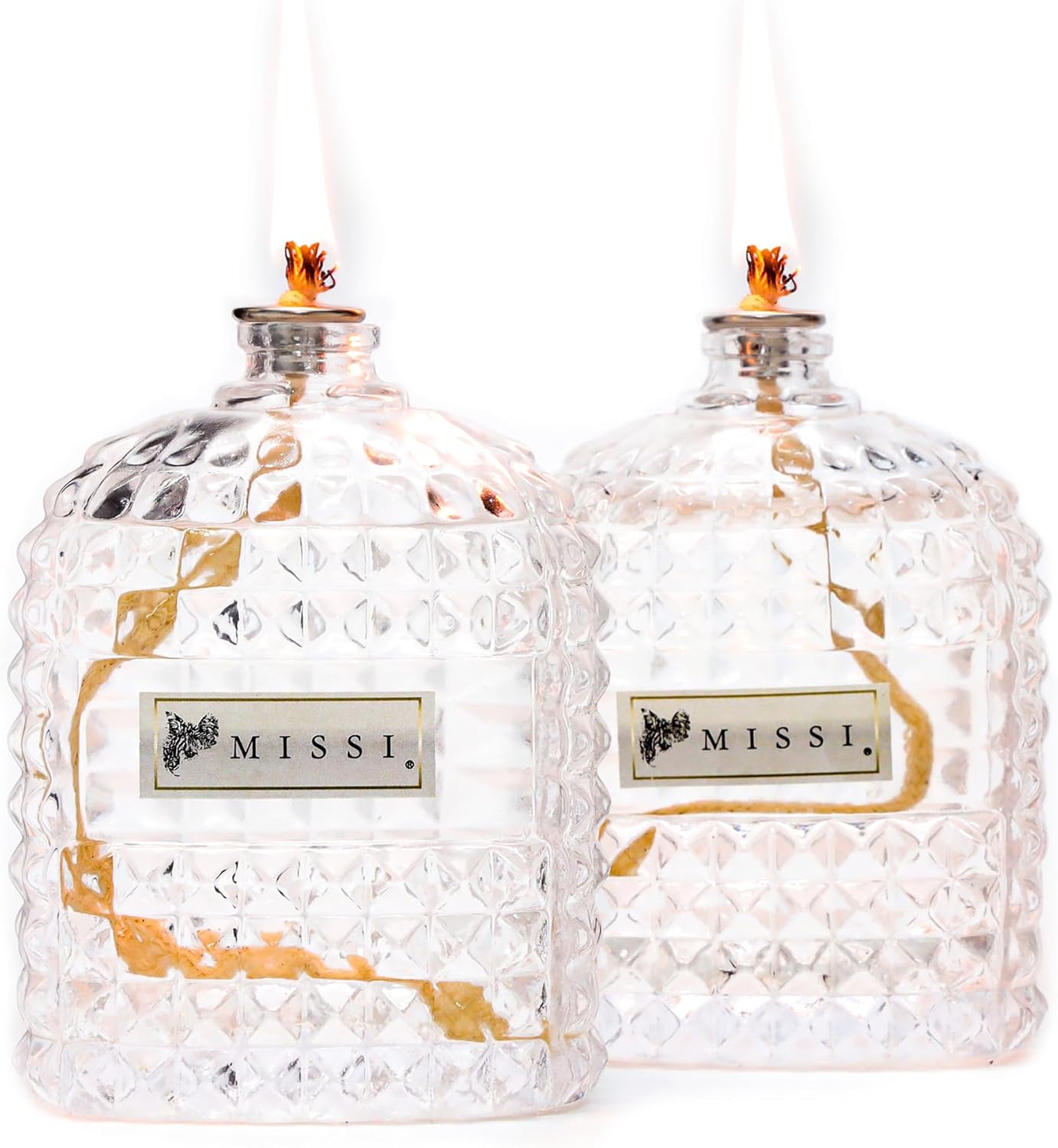 2'li Vanilya Sandal Kokulu Oval Kristal Cam Şişe Kandil Seti (2X100 ml)