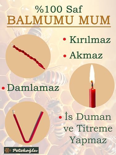 Mum Dilek Mumu Doğal Petek İnce Uzun Parti Nişan Düğün Ritüel Doğum Günü Mum 15 Adet Beeswax Candle (Kırmızı)