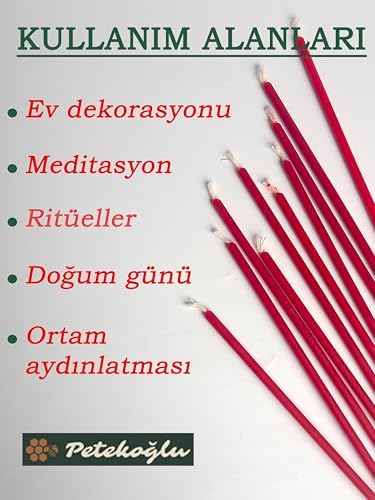 Alternative view of Mum Dilek Mumu Doğal Petek İnce Uzun Parti Nişan Düğün Ritüel Doğum Günü Mum 15 Adet Beeswax Candle (Kırmızı)