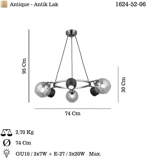 Alternative view of 3+3 Antık Lak Avize 3xgu10+3xe27