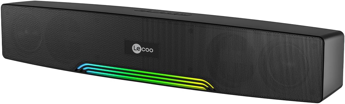 DS109 10W Bluetooth Kablosuz RGB Aydınlatmalı Hoparlör - Masaüstü, PC, TV, Laptop Uyumlu, USB/SD Kart/AUX Girişi, 360° Surround Ses, Mikrofonlu Taşınabilir Soundbar Siyah