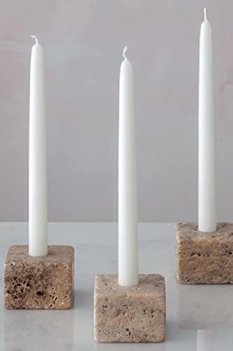 Alternative view of Doğal Traverten Mermer Şamdan Mumluk 4lü Set Silver
