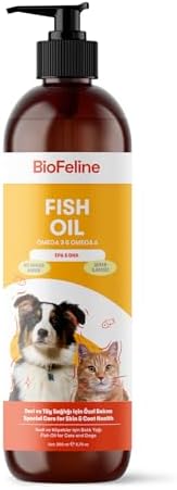 Biofeline Fish Oil ve Omega 3 ve 6 İçerikli Balık Yağı ve Kedi ve Köpekler İçin Tüy ve Genel Sağlık Destekleyici