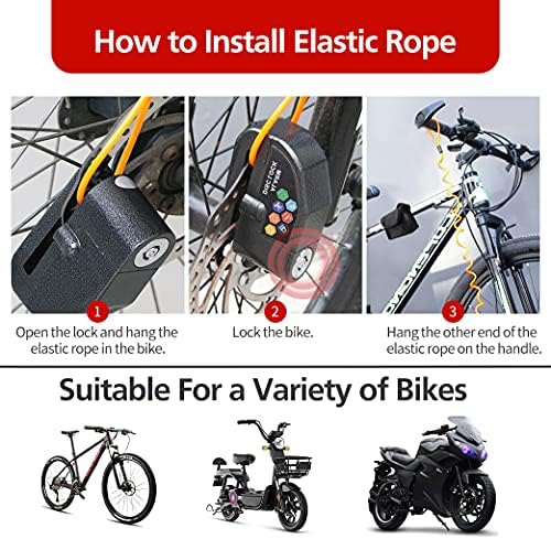 Alternative view of Alarm Disk Kilidi Seti, Fren Kilidi, Hırsızlığa Karşı Su Geçirmez 110 dB 7 mm Pin 1,5 m Hatırlatma Kablosu Motosikletler için Scooter Taşıma Çantası ASORTİ