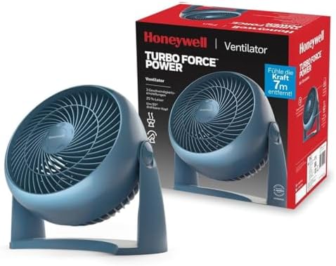 HONEYWELL TurboForce Turbo Vantilatör HT900NE4 Sessiz Soğutma, 90 Dereceye Kadar Ayarlanabilir Eğim Açısı, 3 Hız Ayarı, Duvara Montaj, Masa Vantilatörü - Mavi
