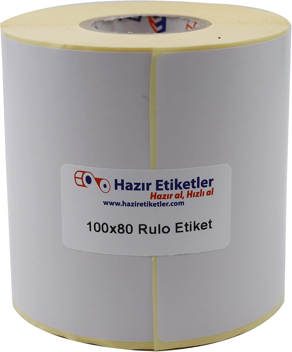 Kuşe Etiket 100mm x 80mm Ruloda 500 Adet 40mm Çapında Baskısız Barkod Yazıcı Etiketi