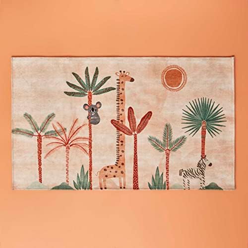 Alternative view of Kids Hayvan Baskılı%100 Polyester Kilim, Somon, 80x150 cm