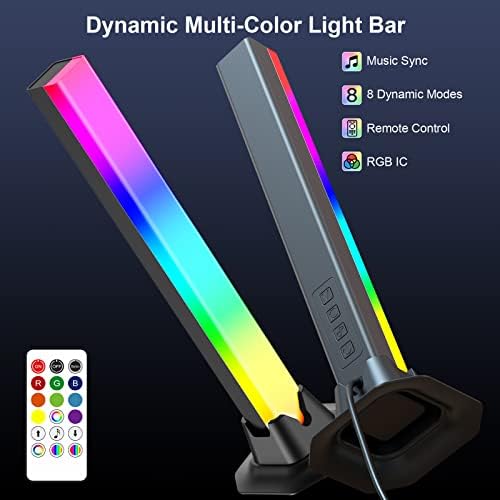 velted RGB Işık Çubuğu, Müzik Senkronizasyonu RGB IC LED Işık Barları, USB Powered Ortam Aydınlatması, Uzaktan Kumanda Renk Değiştirme Oyun TV Arka Işığı, PC Odası Monitör Masası için 8 Dinamik Mod