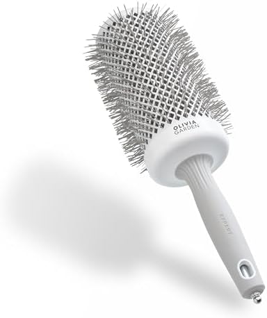 Olivia Expert Blowout Speed - Beyaz ve Gri - 65 -%25 Daha Hızlı Patlama için Ekstra Uzun Namlu Seramik Kaplı Yuvarlak Fırça