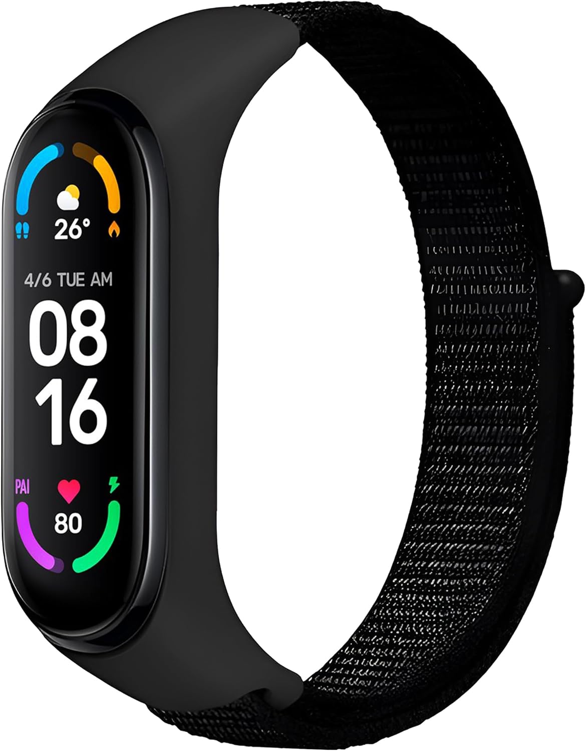 Alternative view of Mi Band 7/6/5/4 İle Uyumlu Tam Kaplayan Silikon Çerçeveli Bilek Kalınlığına Göre Ayarlanabilen Hafif ve Bileği Rahatsız Etmeyen Kaliteli Hasır Örme Kumaş Kordon