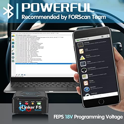 Vgate vLinker FS Bluetooth OBD2 Tanılama Tarama Cihazı, iOS, ve Windows için OBDII Araç Kod Okuyucu
