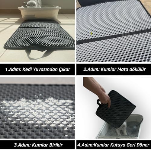 Alternative view of Okavango Elekli Kedi Tuvalet Önü Paspası Kedi Paspası, Kedi Kumu Paspası, Katlanabilir Büyük Boy Kedi Tuvalet Önü Paspası, Yıkanabilir 60x35