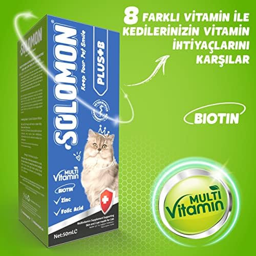 Solomon Plus+B Kediler İçin Tüy Dökümünü Azaltan Besleyen Tüy Döküm Önleyici Multivitamin Damla