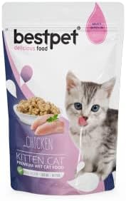 Bestpet Yavru Kediler İçin, Tahılsız, Jöle İçinde Tavuk Parça Etli Yaş Mama, 85 Gr x 24 Adet