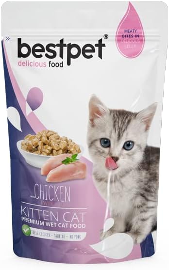 Alternative view of Bestpet Yavru Kediler İçin, Tahılsız, Jöle İçinde Tavuk Parça Etli Yaş Mama, 85 Gr x 24 Adet