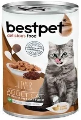 Bestpet Yetişkin Kediler İçin, Taze Ciğer Parça Etli Ve Soslu Yaş Mama, 400 g x 12 Adet