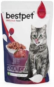 Bestpet Yetişkin Kediler İçin, Tahılsız, Jöle İçinde Sığır Parça Etli Yaş Mama (24 x 85gr)