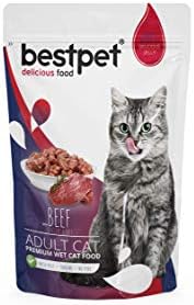 Alternative view of Bestpet Yetişkin Kediler İçin, Tahılsız, Jöle İçinde Sığır Parça Etli Yaş Mama (24 x 85gr)