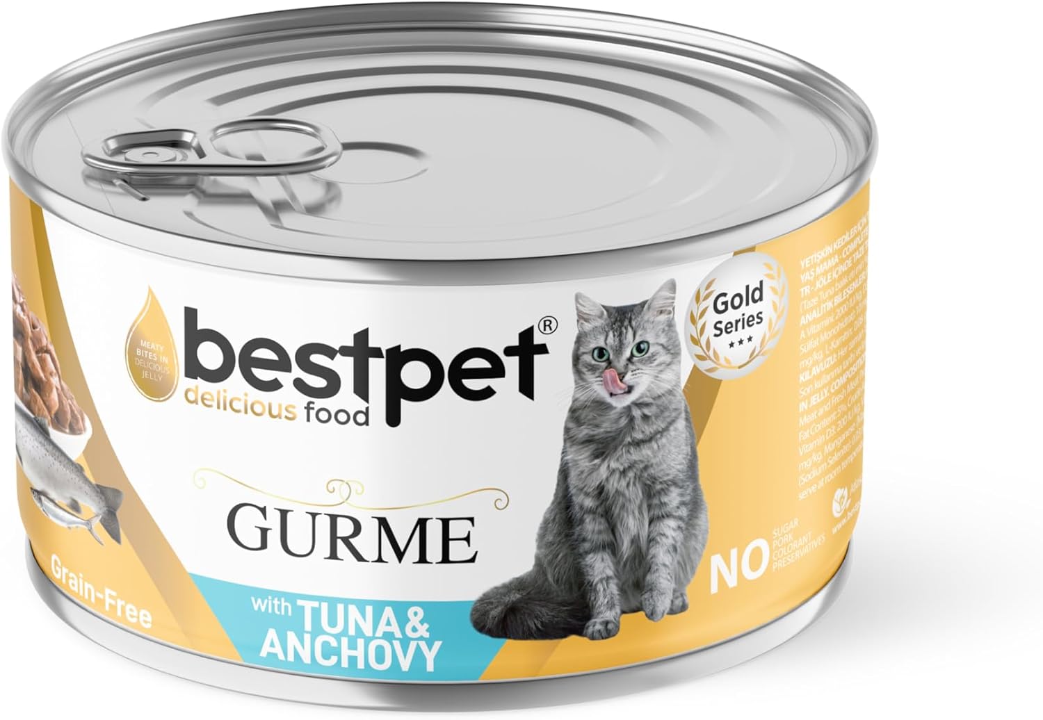 Bestpet Yetişkin Gurme Kediler İçin, Tahılsız, Jöle İçinde Ton Balığı Parça Etli Yaş Mama, 85 gr x 24 adet