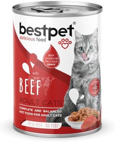 Alternative view of Bestpet Yetişkin Kediler İçin, Taze Sığır Parça Etli Ve Soslu Yaş Mama, 400 Gr x 12 Adet