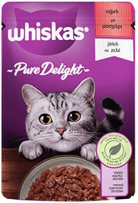Whiskas Pouch Pure Delight Jöle İçinde Sığır Etli Yetişkin Kedi Konservesi 85 Gr Tekli Paket