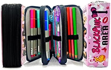 Alternative view of Kalem Kutusu Pink Organizer Kalemkutu Vegan Deri Üç Bölmeli Kalemlik-Siyah