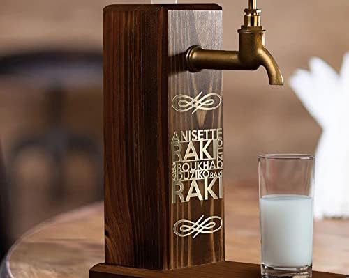 Bk Özel Rakı Baskılı Musluklu Doğal Ahşap İçki Standı, İçki Çeşmesi, Doğum Günü Hediyesi, Ev Hediyesi, İçecek Dispenseri