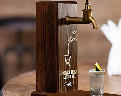 Bk Özel Vodka Baskılı Musluklu Doğal Ahşap İçki Standı, İçki Çeşmesi, Doğum Günü Hediyesi, Ev Hediyesi, İçecek Dispenseri