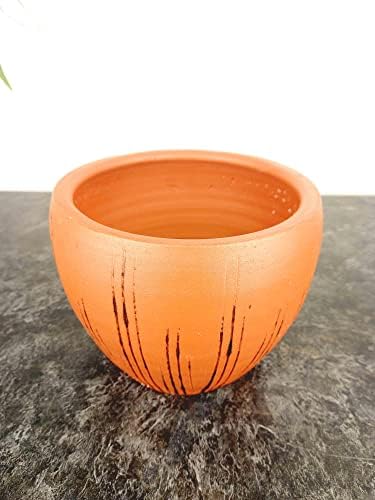Alternative view of DOĞAL SİYAH ÇİZGİ DESEN TERRAKOTA TOPRAK SAKSI 15 CM