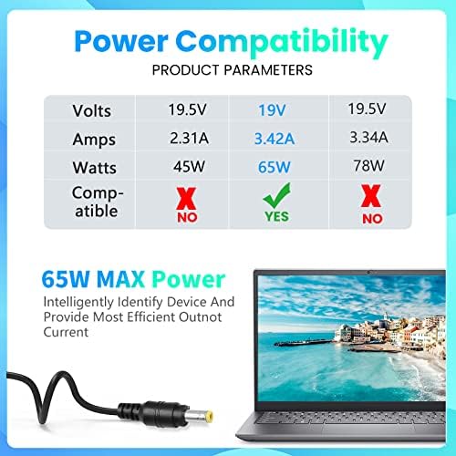 Acer Aspire 1 için 65W AC Adaptör Şarj Cihazı Değiştirme 1 3 5 E5 V5 E15 ES1 E5 F5 F15 E 15 1 5F 5 15 V5 V7 R7-571 R3 S3 M3 M5 S1 ES1 -S12 ES1-511 E5-553 E5-575