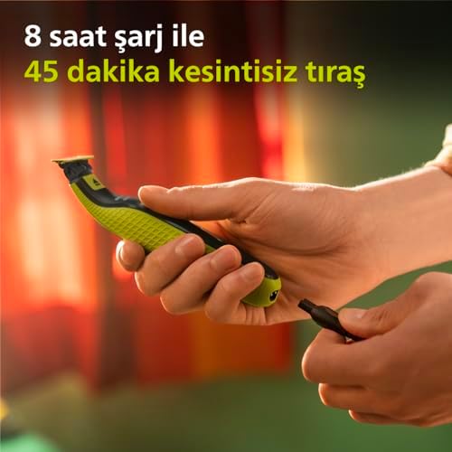 OneBlade Yüz ve Vücut için Hibrit Tıraş Makinesi,Sakal Şekillendirici, Islak/Kuru Kullanım, 3 Kirli Sakal Tarağı, 1 Yedek Bıçak, Vücut Tarağı, Cilt Koruması, Çift Taraflı Bıçak, QP2824/10