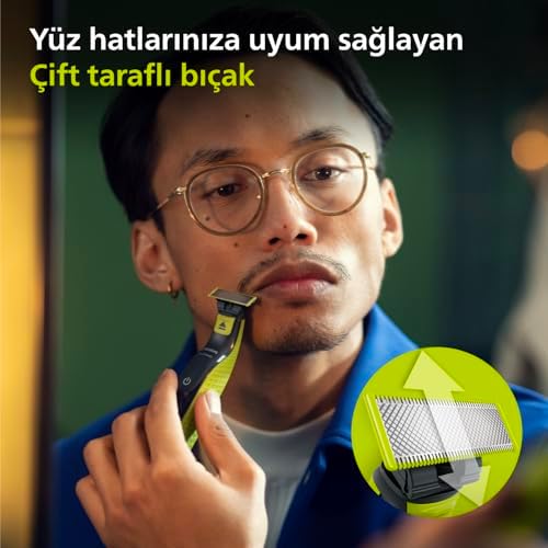 Alternative view of OneBlade Yüz ve Vücut için Hibrit Tıraş Makinesi,Sakal Şekillendirici, Islak/Kuru Kullanım, 3 Kirli Sakal Tarağı, 1 Yedek Bıçak, Vücut Tarağı, Cilt Koruması, Çift Taraflı Bıçak, QP2824/10