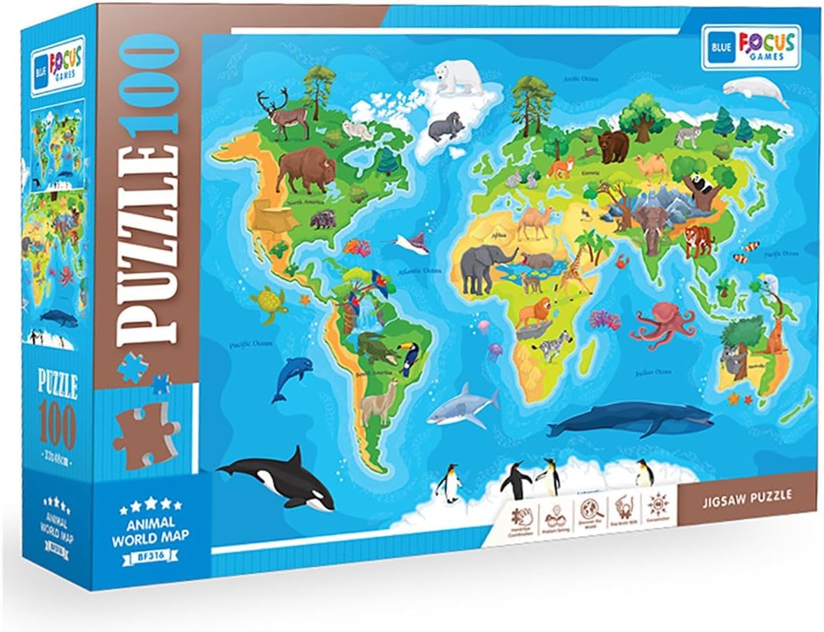 Alternative view of Blue Focus 100 PARÇA - ANIMAL WORLD MAP (HAYVAN DÜNYA HARİTASI)