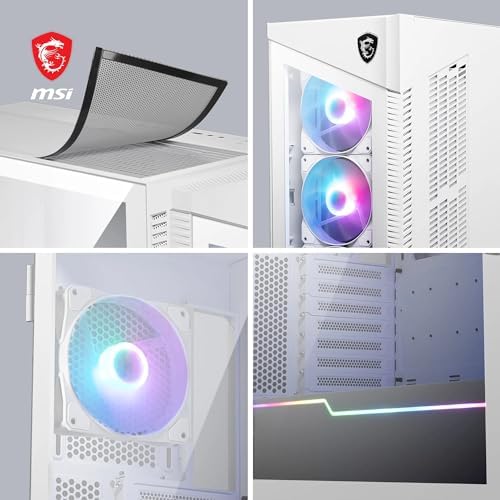 Alternative view of MSI MPG Velox 100R 4x120mm ARGB Fan Temperli Cam USB 3.2 Type-C ATX Mid-Tower Beyaz Gaming (Oyuncu) Kasa