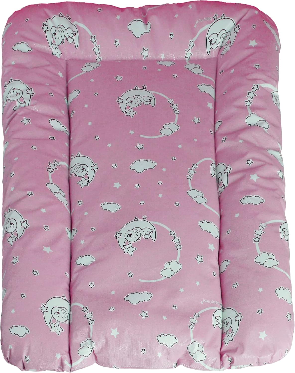 Alternative view of Elyaf Dolgulu Pvc Alt Değiştirme Minderi, Sıvı Geçirmez, Leke Tutmaz, Aydede Desenli, Pembe, 50x70cm