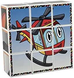 Neşeli Taşıtlar Manyetik 3D Küp Puzzle - (9 Mıknatıslı Küp 6 Yapboz) - Gemi//Tren/Roket/Ufo/Balon