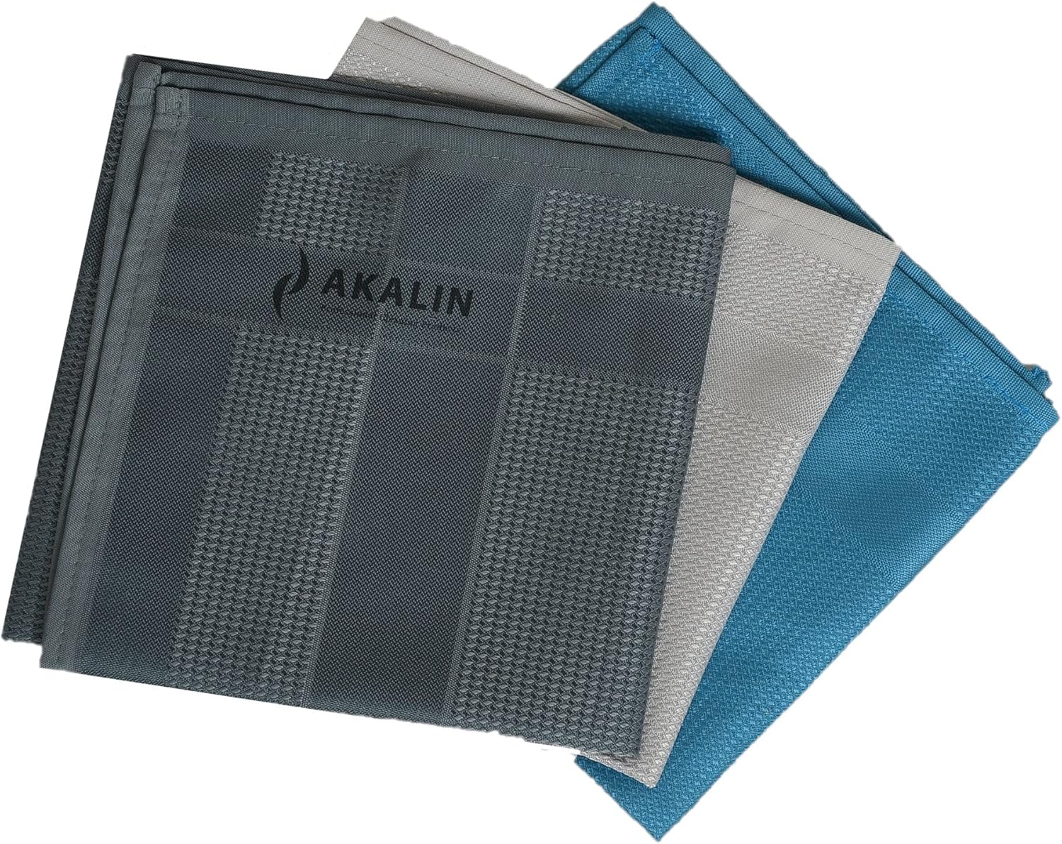Akalın Orijinal 3'lü Profesyonel Mikrofiber Temizlik Bezi - Ithal Ürün - Tek Dokunuş (Açıkgri, Mavi, Koyugri)
