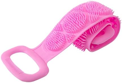 Çift Taraflı Silikon Banyo Sırt Kesesi Duş Lifi Tükenmez Lif Pembe 60 cm